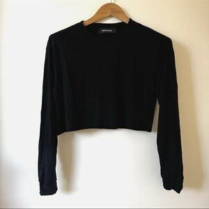 Reformation Chloe Crop Top Women’s Medium Black Long Sleeve Casual Flawed